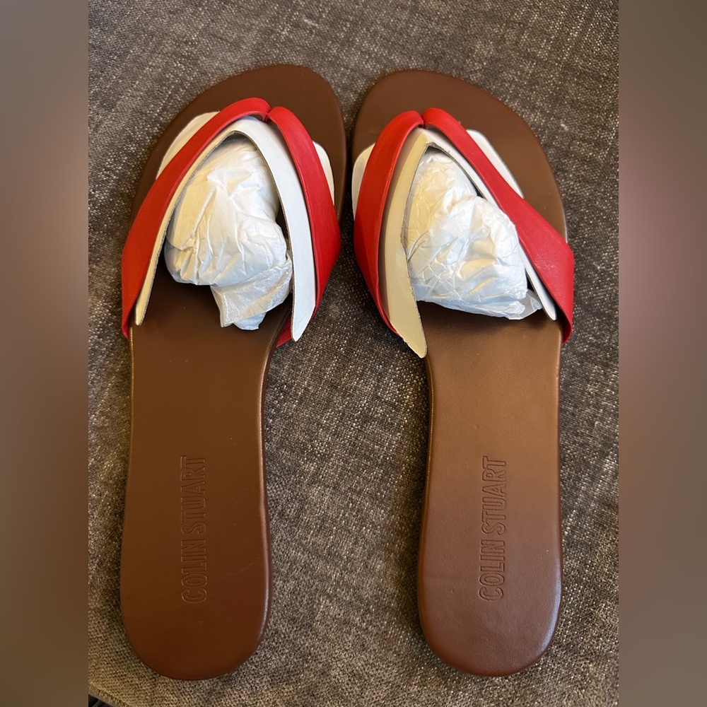 NIB Colin Stuart Red and Brown Sandals Size 11